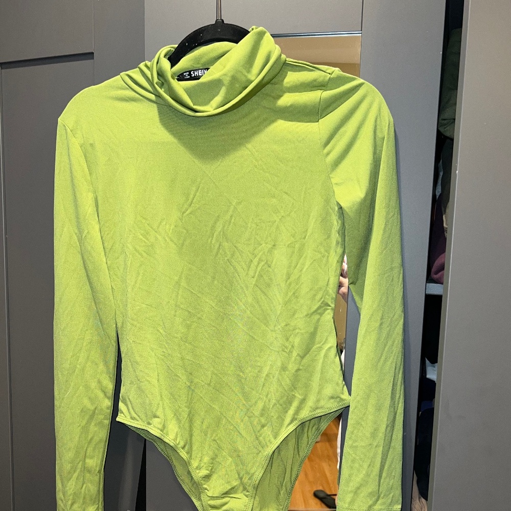 Green Turtleneck Long Sleeve Bodysuit